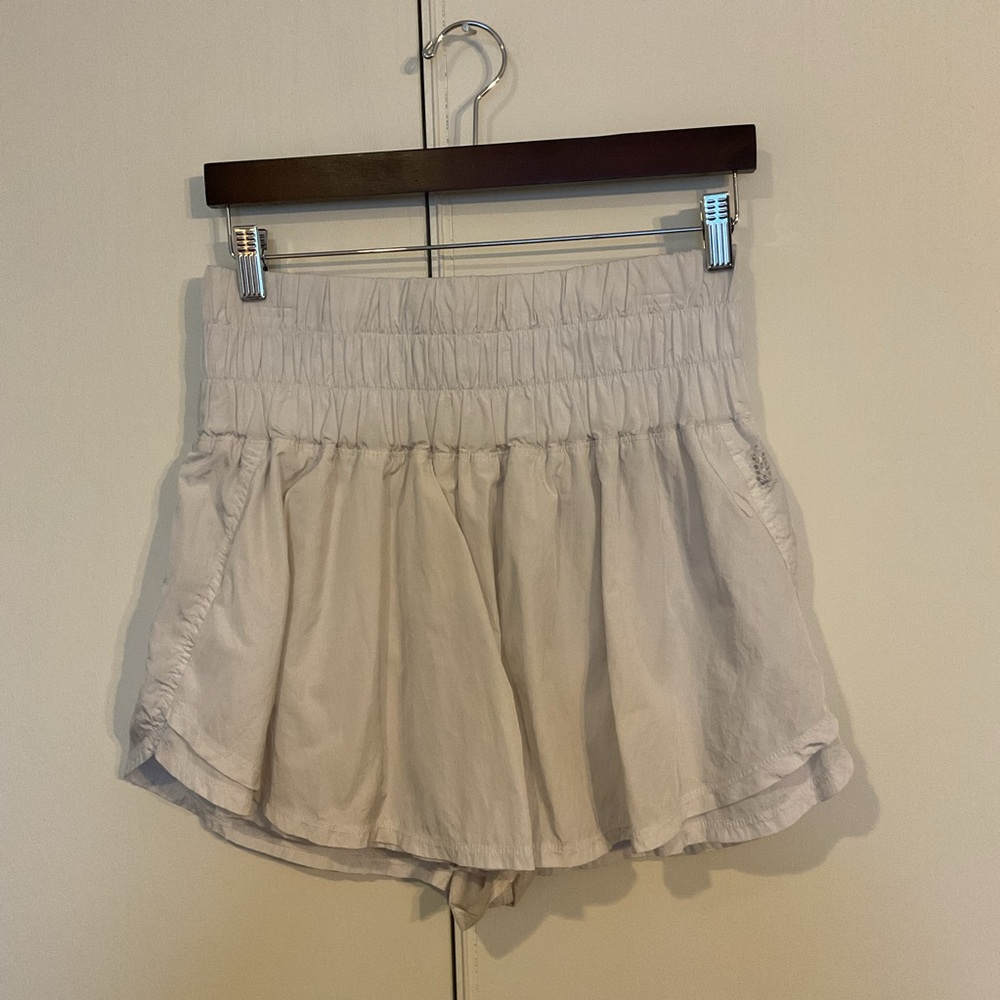 Free People FP Movement White Gray Way Home Built-in Brief Pull On Shorts Sz XL